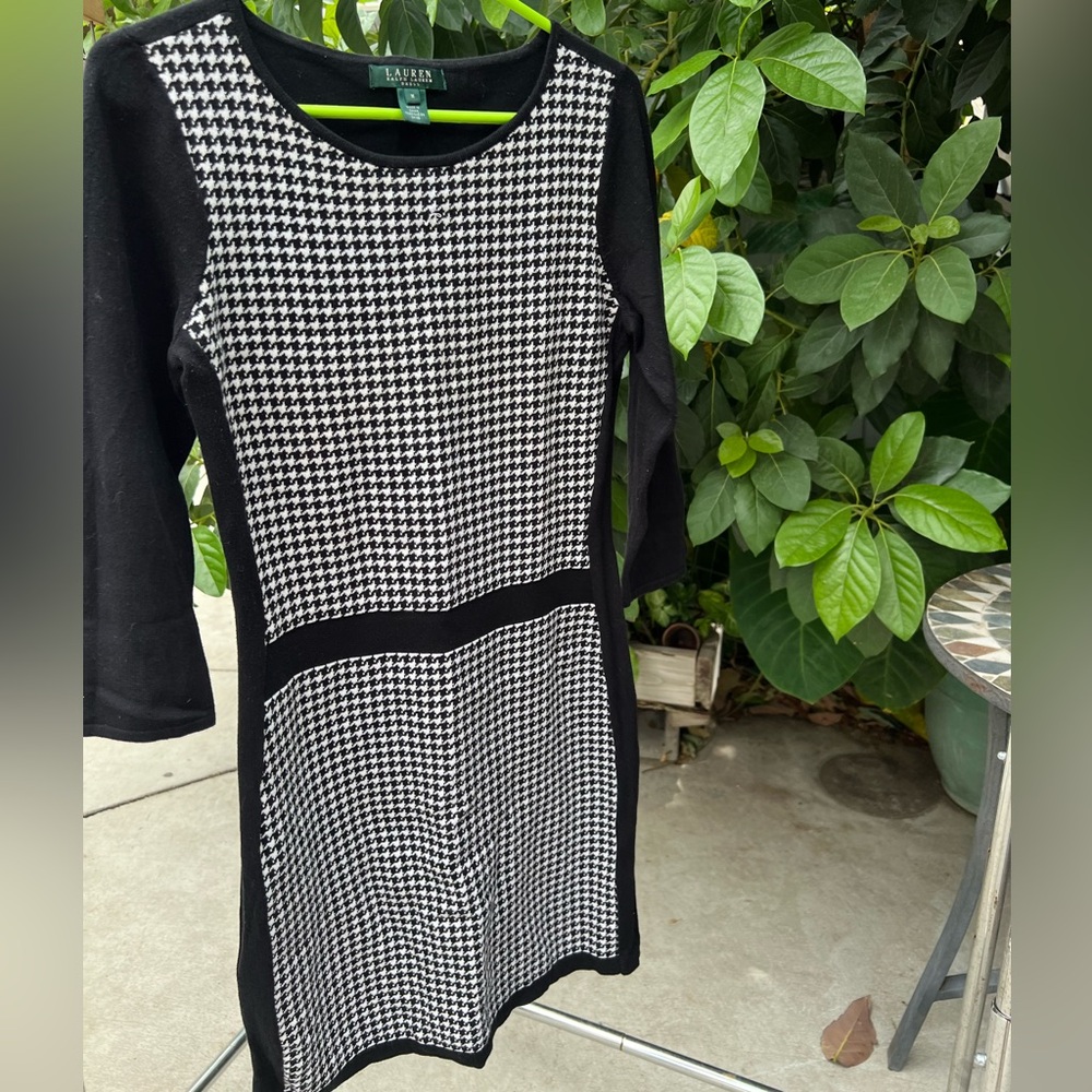 Ralph lauren knit long sleeve dress houndstooth